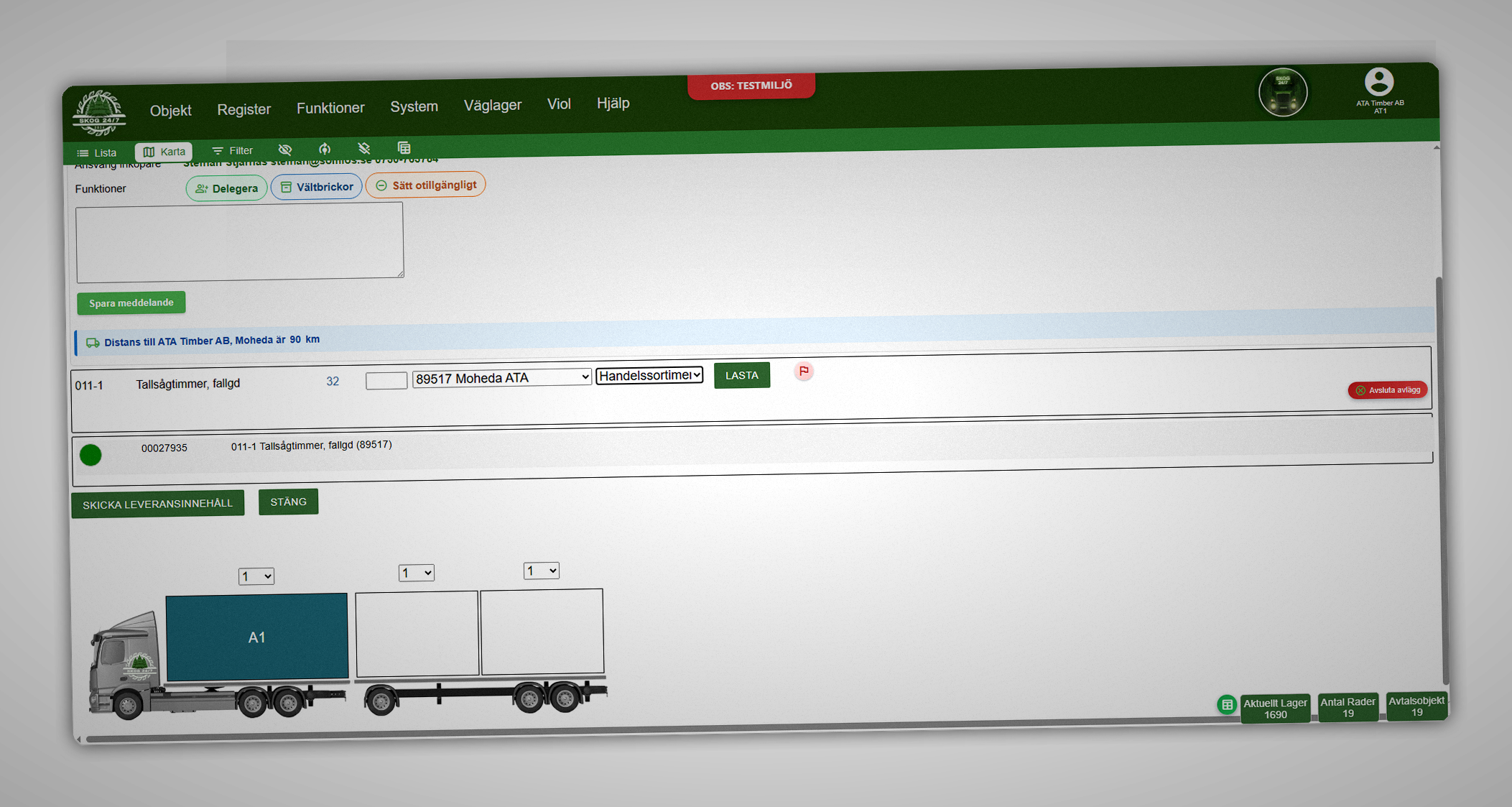Lastbild när lastbilen ska lasta i Skog 24/7